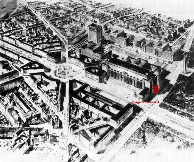 Abbildung 3.3: Das ist ein Bau-Plan aus dem Jahr 1940. In der Tiergarten-Straße 4 sollte ein Denkmal für die Soldaten entstehen.