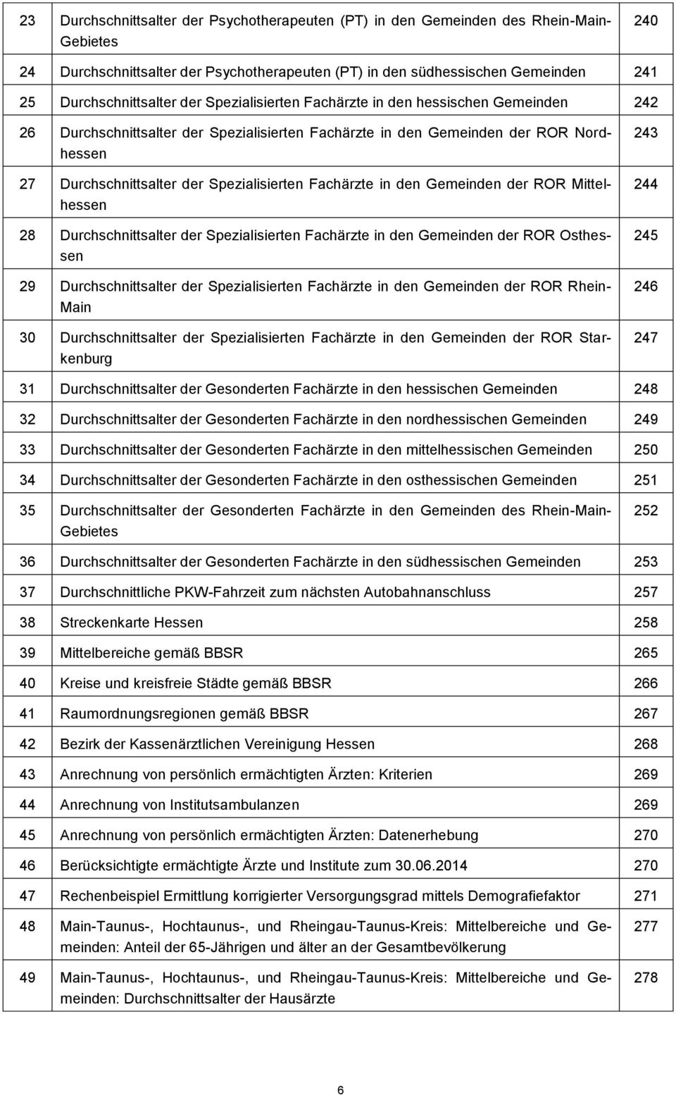Spezialisierten Fachärzte in den Gemeinden der ROR Mittelhessen 28 Durchschnittsalter der Spezialisierten Fachärzte in den Gemeinden der ROR Osthessen 29 Durchschnittsalter der Spezialisierten