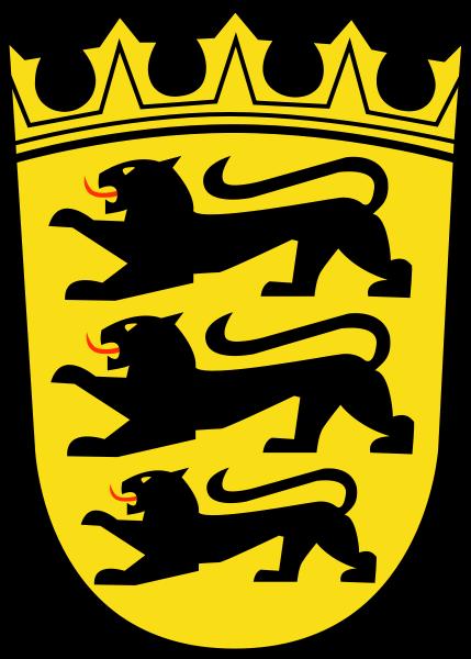 Baden-Württemberg Das Landeswappen zeigt in goldenem Schild drei schreitende schwarze Löwen mit