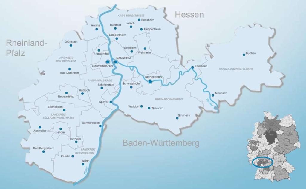 3 Bundesländer 5.600 km² 2,4 Mio.