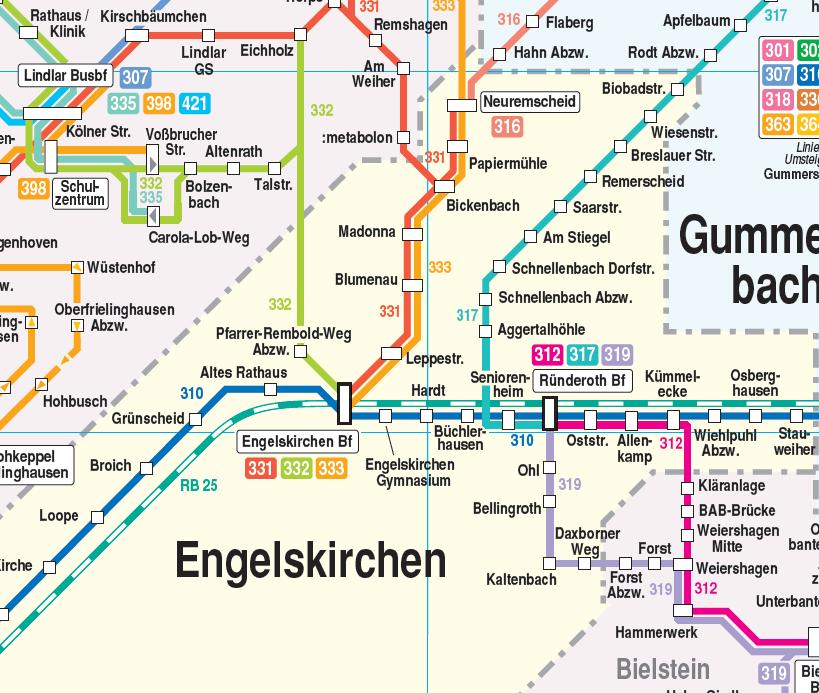 Mobilitätskonzept Engelskirchen / Ründeroth, Bürgerinformation Ründeroth ÖPNV Netz und Bedienungskorridore