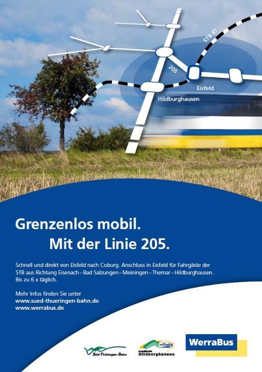 Bussen mit Eigenwerbung Grenzenlos mobil mit der Linie 205 (Idee: Landratsamt,