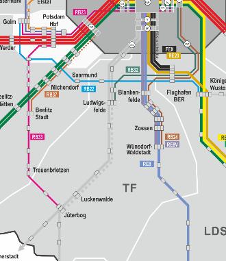 Netz Elbe-Spree Anhalter Bahn Neue Linie Ludwigsfelde Flughafen BER ( ) Zusätzliche Linie im Stundentakt zur Kapazitätserhöhung im Flughafenverkehr und zur Verbesserung der Anbindung des Landkreises