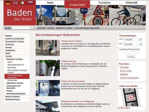 Homepage: Mobilitäts-Serviceseiten