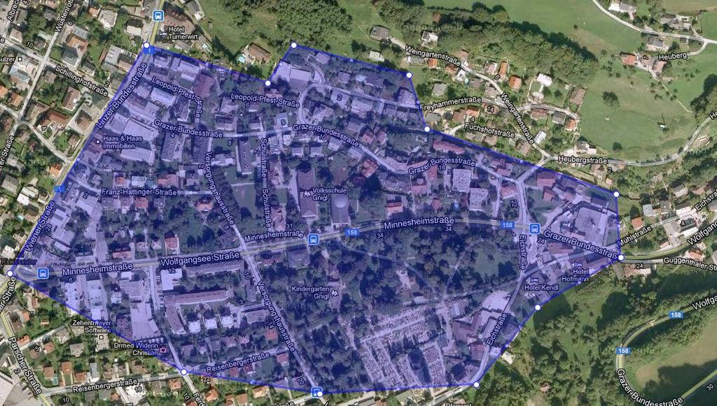 Beispiel 2: Smart District Gnigl, Salzburg - Bestehender, weitgehend verbauter Stadtteil - Mittelmäßige ÖV-Anbindung und Radinfrastruktur, -