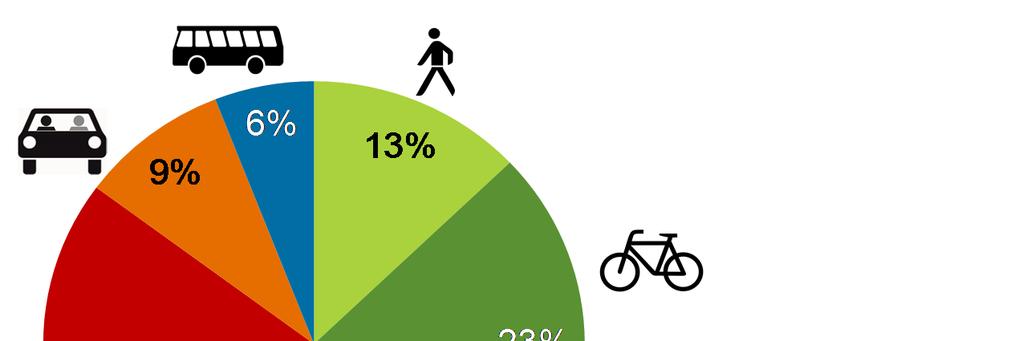 Verkehrsmittelwahl Der Autoanteil liegt an erster Stelle (50% Fahrer und 9%